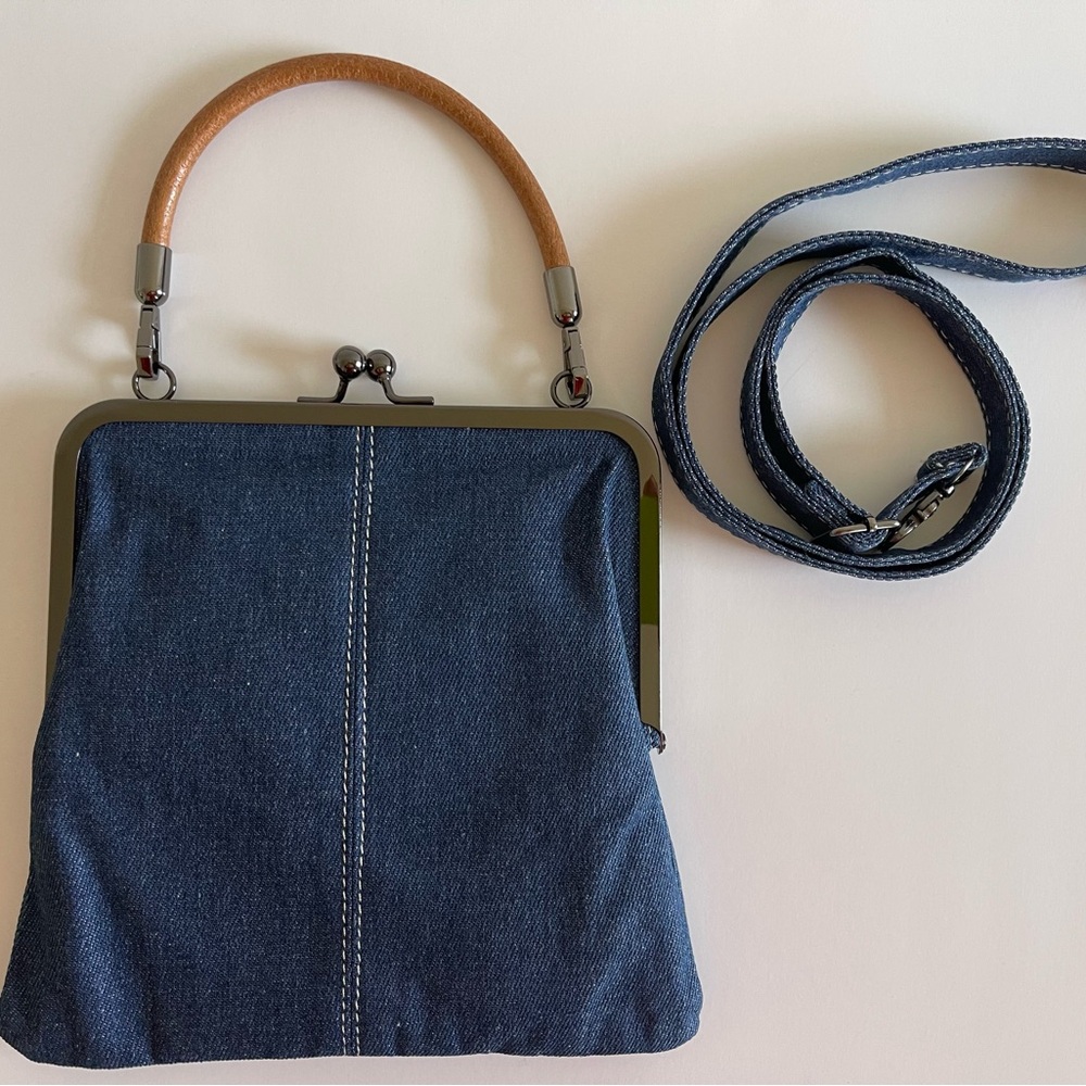 Classic Navy Denim Crossbody Handbag